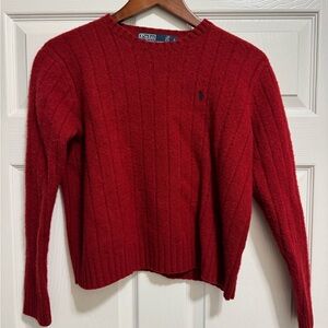 Polo Ralph Lauren 100% Lamb Wool Red Cable Knit Sweater